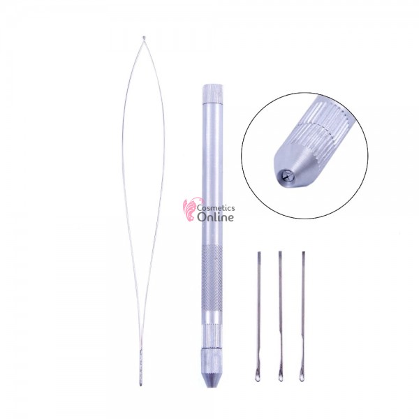 Instrument metalic cu agrafa pentru extensii de par + 3 capete de schimb MZ01